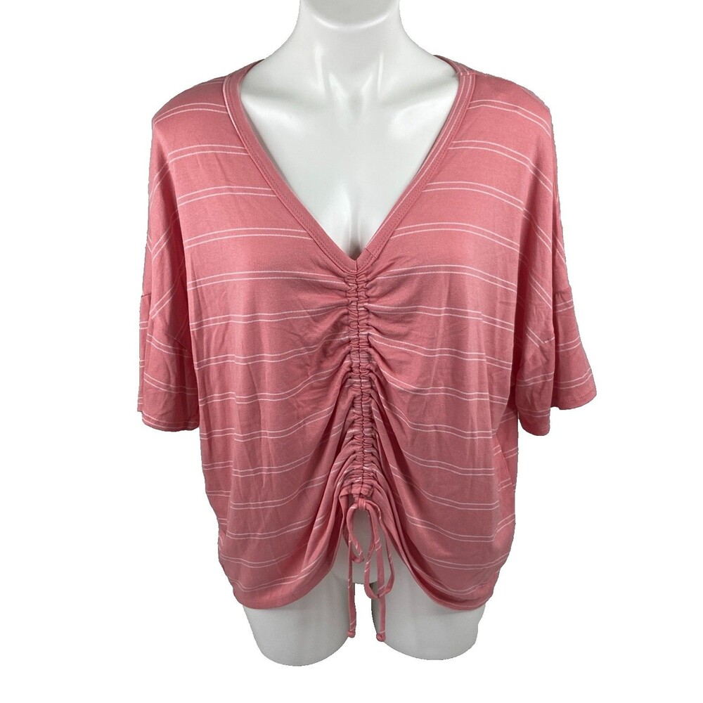 Fantastic Fawn Women Large Peach Top Cinch Front Cropped NWT